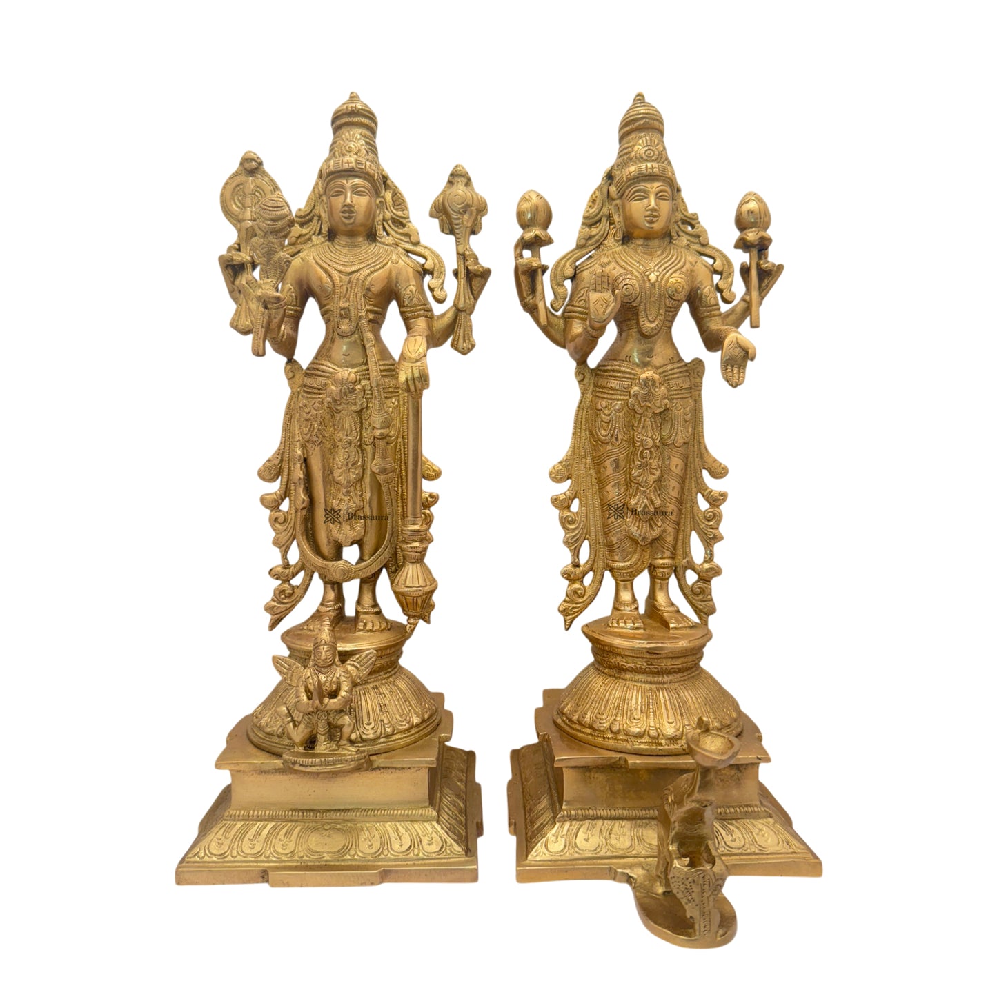 Brass Golden Vishnu Laxmi Murti for Religious and Spirituality Home Decor and Gift Weight 9.5 Kg Height 40 cm