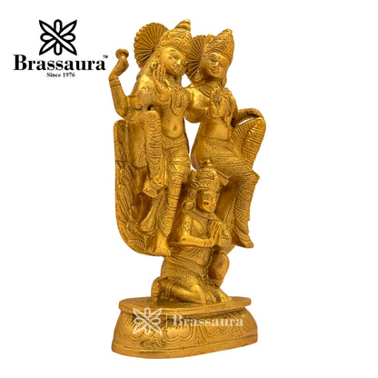 Brass Vishnu laxmi and Garud Idol for Home and Decor Weight 2.2 Kg Height 21 cm