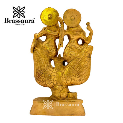 Brass Vishnu laxmi and Garud Idol for Home and Decor Weight 2.2 Kg Height 21 cm