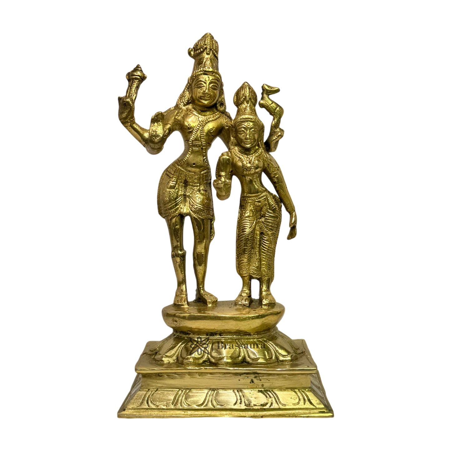 Brass Shiva Parvati Murti for Home and Decor ShowPiece for Living Room Handmade Height 25 cm Weight 1.8 Kg