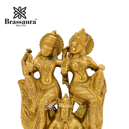 Brass Vishnu laxmi and Garud Idol for Home and Decor Weight 2.2 Kg Height 21 cm