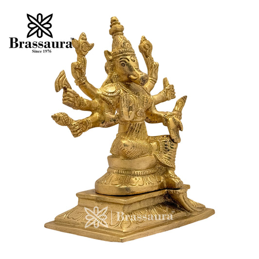 Brassaura™ Brass Varahi Idol – Height 6.8 Inches & Weight 1.8 Kgs | Sacred Temple Décor