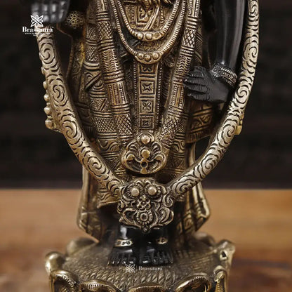 Brass Balaji Standing on Lotus Base, Fine Craftsmanship, Black & Gold Finish 15.5"  Weight 5.84 kg