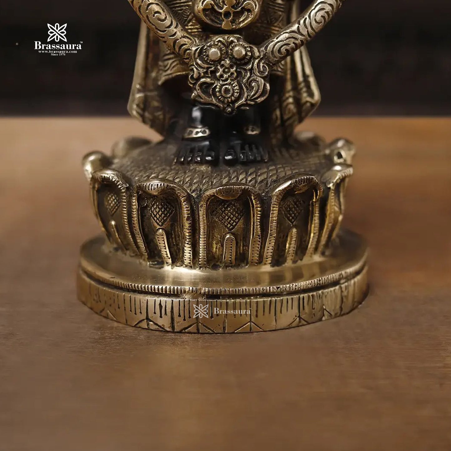 Brass Balaji Standing on Lotus Base, Fine Craftsmanship, Black & Gold Finish 15.5"  Weight 5.84 kg