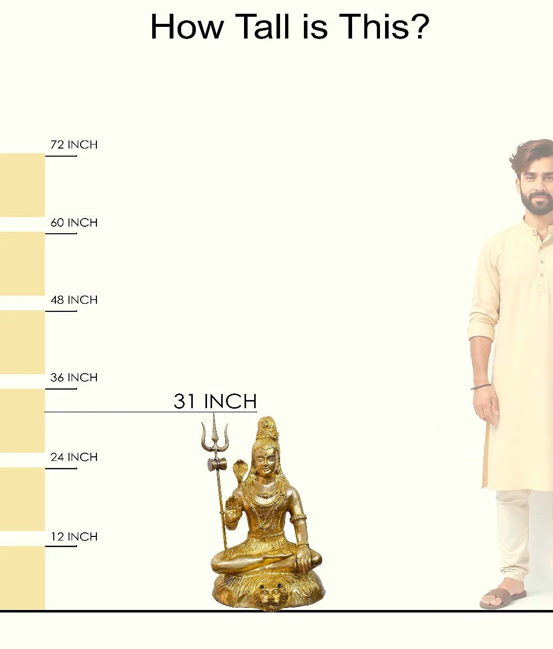 Brassaura® Brass Lord Shiva Seated Idol with Trishul | Height 31 Inches