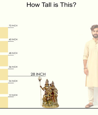 ब्रासोरा® वृंदावन वेणुगोपाल कृष्ण पीतल की प्रतिमा मोर के साथ | एंटीक नीला और सुनहरा रंग | ऊँचाई 20 इंच