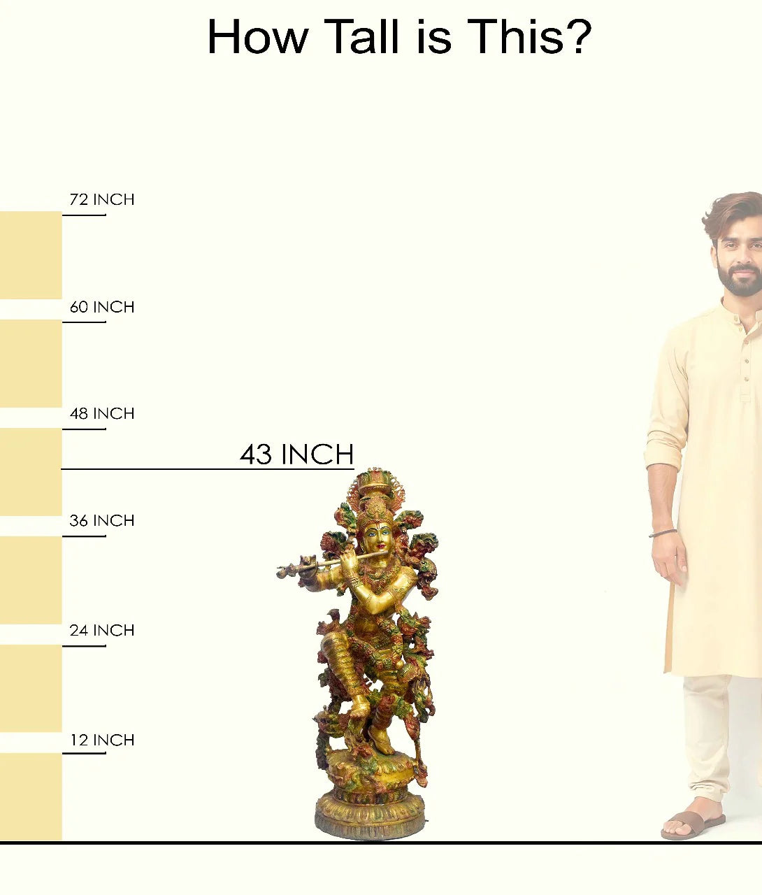 Brassaura® Brass Lord Krishna Statue | Height 43 Inches