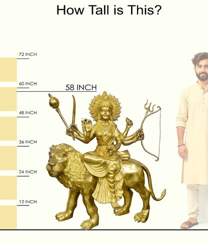 Brassaura® Brass Goddess Durga Statue | Height 58 Inches