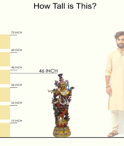 Brassaura® Brass Lord Krishna Statue | Height 46 Inches