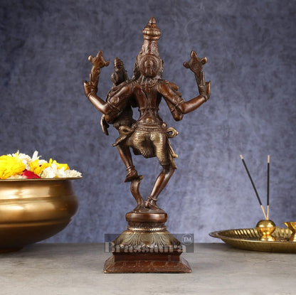 Brassaura™ Pure Brass Lord Narasimha with Goddess Lakshmi Idol – 12 Inch Height, 3 kg Weight | Handcrafted Hindu Statue for Home & Temple