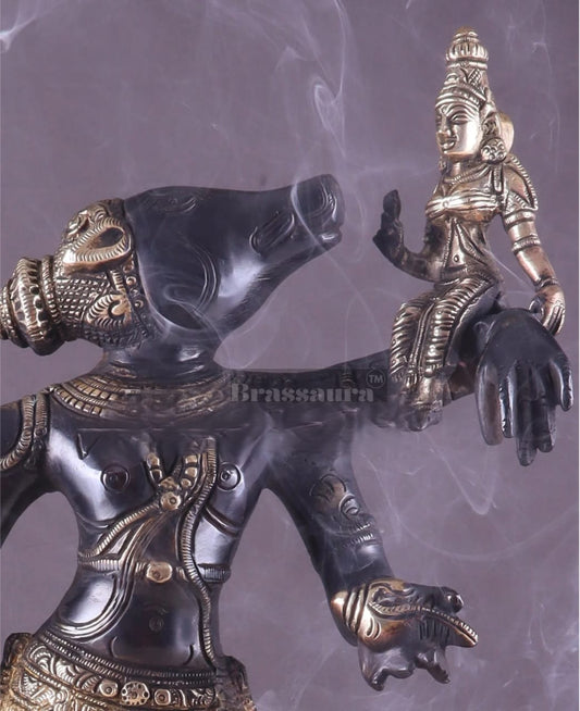 Brassaura™ Pure Brass Lord Narasimha Rescuing Bhooma Devi Idol – 17.5 Inch Height, 6.3 kg Weight | Handcrafted Hindu Statue for Pooja & Decor