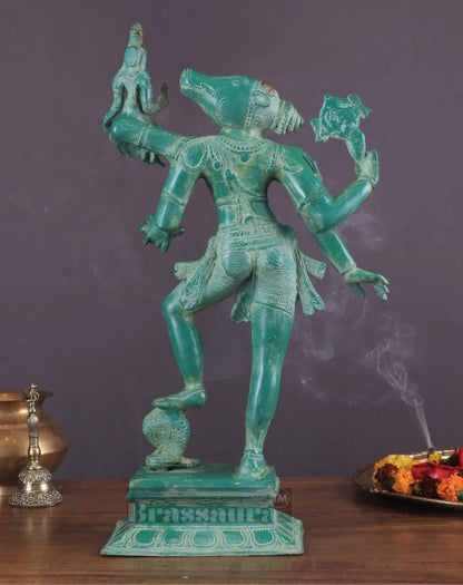 Brassaura™ Pure Brass Lord Varaha with Goddess Bhooma Devi Idol – 17.5 Inch Height, 6.3 kg Weight | Handcrafted Hindu Statue for Pooja & Home Temple