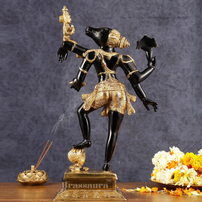 Brassaura™ Pure Brass Lord Varaha with Bhooma Devi Idol – 17.5 Inch Height, 6.3 kg Weight | Handcrafted Vishnu Avatar Statue for Home & Temple