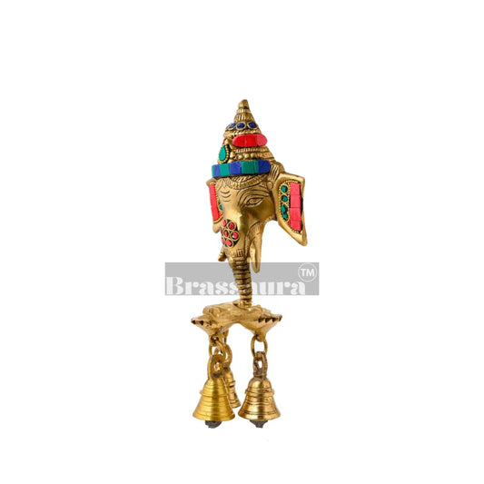 Brassaura® Handcrafted PU Wall Hanging with Colorful Stones | Pure Superfine Brass Handcrafted Murti | Brass Statue for Home Temple, Pooja Room | Height 9.5 Inches | Weight 1.2 Kgs
