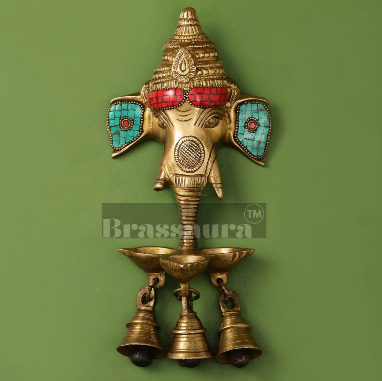 Ganesha Diya Wall Hanging Lamp – Height 9.5 Inches, Weight 1.2 Kgs