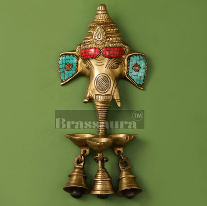Ganesha Diya Wall Hanging Lamp – Height 9.5 Inches, Weight 1.2 Kgs