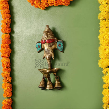 Ganesha Diya Wall Hanging Lamp – Height 9.5 Inches, Weight 1.2 Kgs
