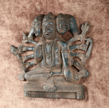 Brassaura™ Brass Hanuman Wall Hanging – Height 8 Inches & Weight 2 Kgs | Antique Sandstone Finish