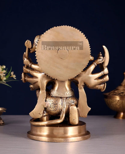 Brassaura™ Brass Superfine Panchmukhi Hanuman Idol – Height 11 Inches & Weight 6.6 Kgs | Antique Tone Handcrafted Idol