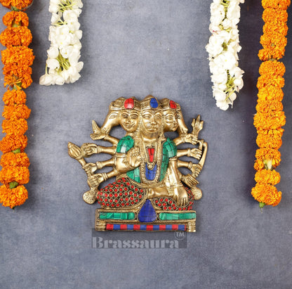 Brassaura™ Brass Panchmukhi Hanuman Wall Hanging – Height 8 Inches & Weight 2 Kgs | Handcrafted for Protection