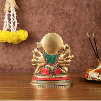 Brassaura™ Superfine Brass Panchmukhi Hanuman Murti – Height 6.5 Inches & Weight 2 Kgs | Handcrafted Miniature Idol