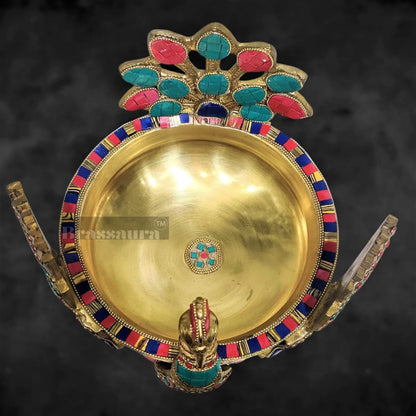 Brassaura™ Intricately Handcrafted Brass Urli – 2 kgs, 9 Inches Height – Traditional Decorative Bowl for Home Ambiance