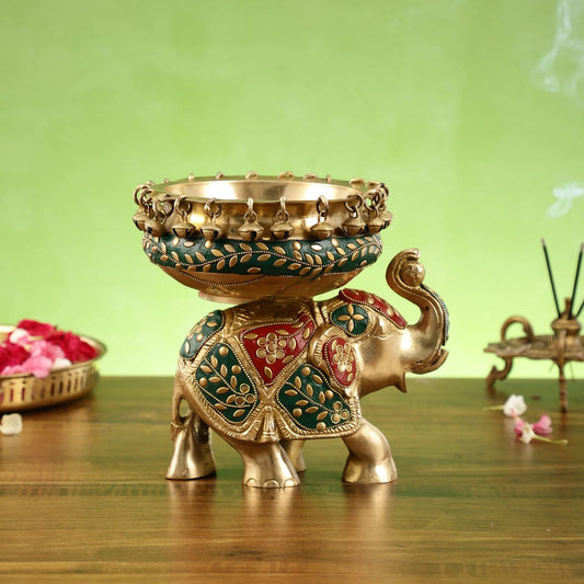 Brassaura® Classic Brass Urli Bowl – 3 kgs, 7.5 Inches Height – Decorative Floral & Diya Bowl for Home Decor