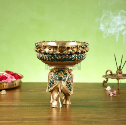 Brassaura™ Classic Brass Urli Bowl – 3 kgs, 7.5 Inches Height – Decorative Floral & Diya Bowl for Home Decor