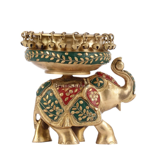 Brassaura™ Classic Brass Urli Bowl – 3 kgs, 7.5 Inches Height – Decorative Floral & Diya Bowl for Home Decor