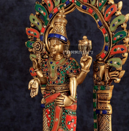 Brassaura™ Brass Lord Venkateshwara Swamy Statue with Prabhavali – 17 Inches, 7.6 Kgs