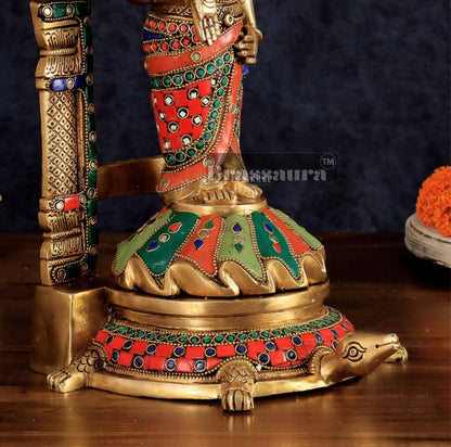 Brassaura™ Brass Lord Venkateshwara Swamy Statue with Prabhavali – 17 Inches, 7.6 Kgs