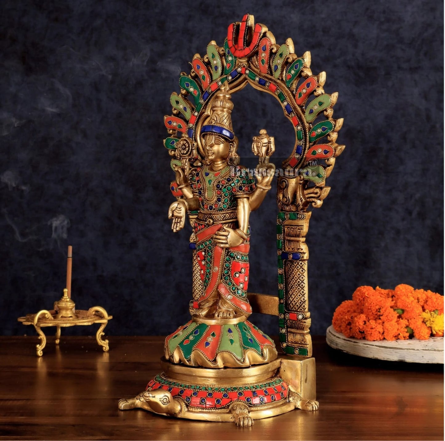 Brassaura™ Brass Lord Venkateshwara Swamy Statue with Prabhavali – 17 Inches, 7.6 Kgs