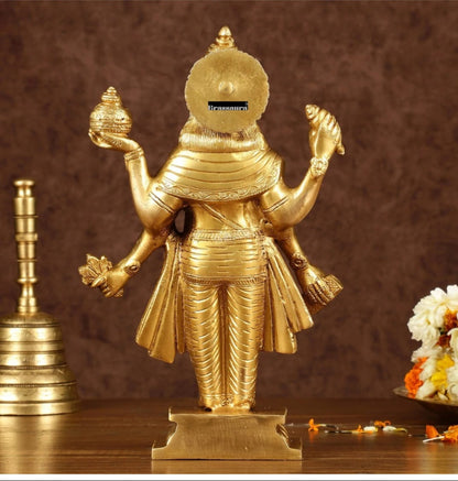 Brassaura™ Handcrafted Pure Brass Lord Dhanvantari Statue | 10 Inch Height | 2.7 KG Weight | Intricate Detailing