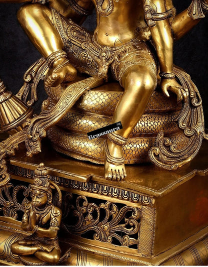 Brassaura™Brass Shri Hari Narayana Statue Seated Under Sheshanaag – Height 29 Inches & Weight 35 Kgs | Home & Puja Accent