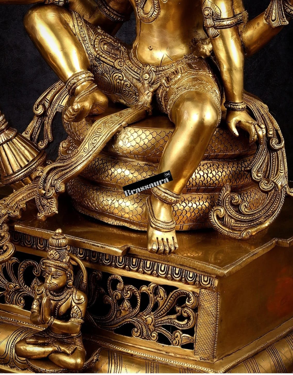 Brassaura™ Lord Vishnu Seated on Sheshnaag | Pure Brass Handcrafted Statue | Height 29 Inches & Weight 35 Kgs