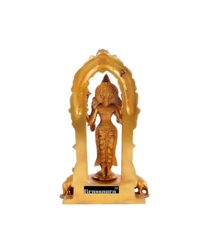 Brassaura™ Handcrafted Pure Brass Lord Vishnu with Garuda & Goddess Lakshmi with Elephants | 9 Inches Height | 4 KG (Pair) | Finely Detailed with Prabhavalis
