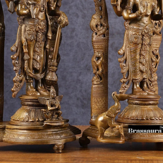 Brassaura® 16-Inch Vishnu & Lakshmi Brass Statues Pair  Antique Chola Style Idols for Auspicious Home & Temple Decor