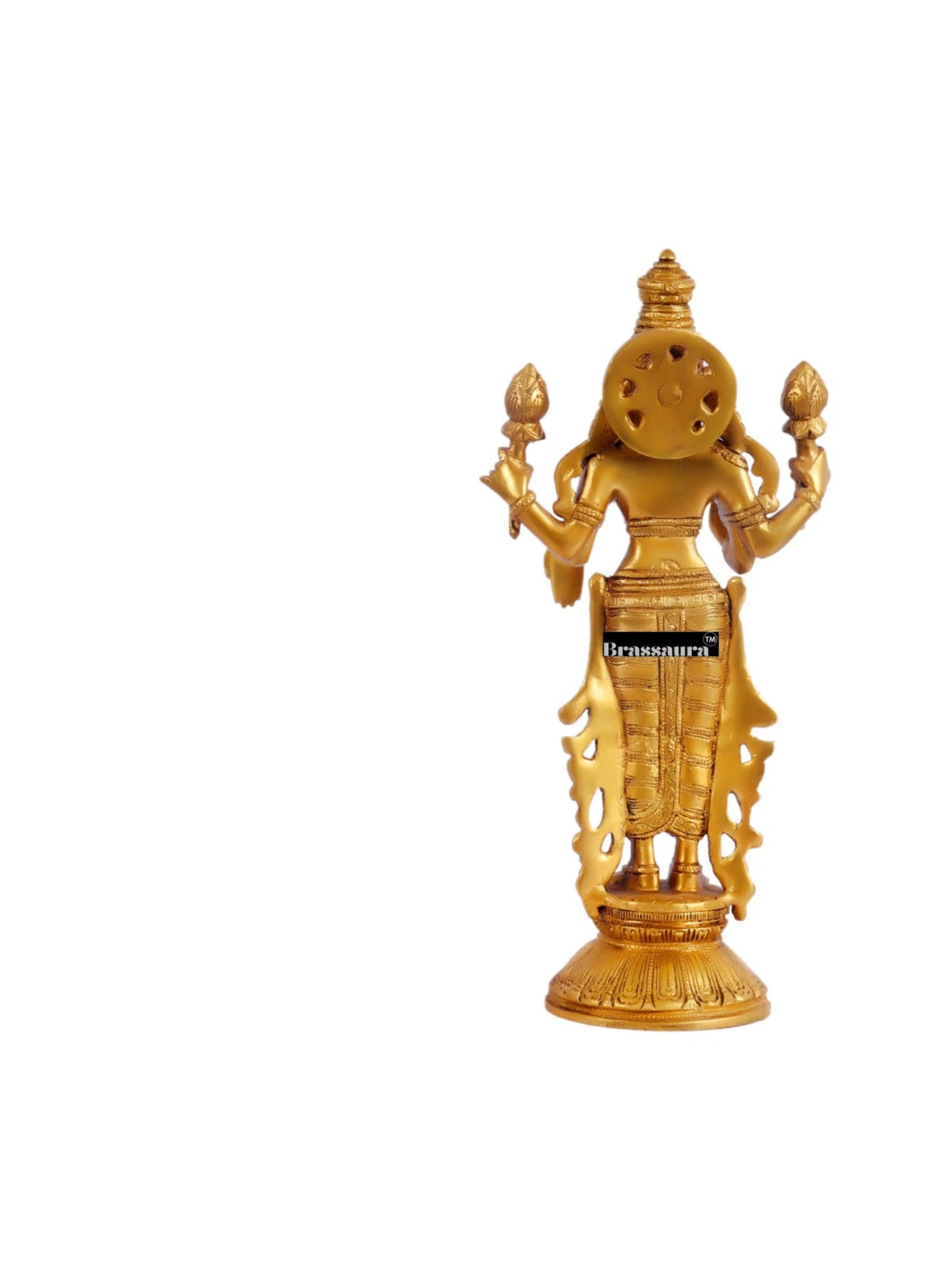 Brassaura™ Pure Superfine Brass Lord Vishnu & Goddess Lakshmi Statues – 7kg Combined, 12-Inch – Handcrafted Southern Indian Artistry