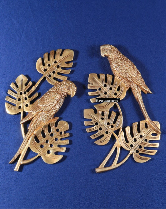 Brassaura® Brass Parrot Wall Hanging – Height 15 Inches & Weight 2.8 Kgs (Pair)
