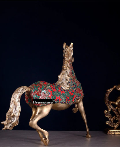 Brassaura™ Brass Galloping Horse Statue – Height 15.35 Inches & Weight 6.75 Kgs