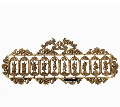 Brassaura™ Brass Dashavatar Wall Hanging – Width 30 Inches & Height 12 Inches, Weight 7.6 Kgs