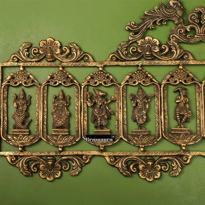 Brassaura™ Brass Dashavatar Wall Hanging – Width 30 Inches & Height 12 Inches, Weight 7.6 Kgs