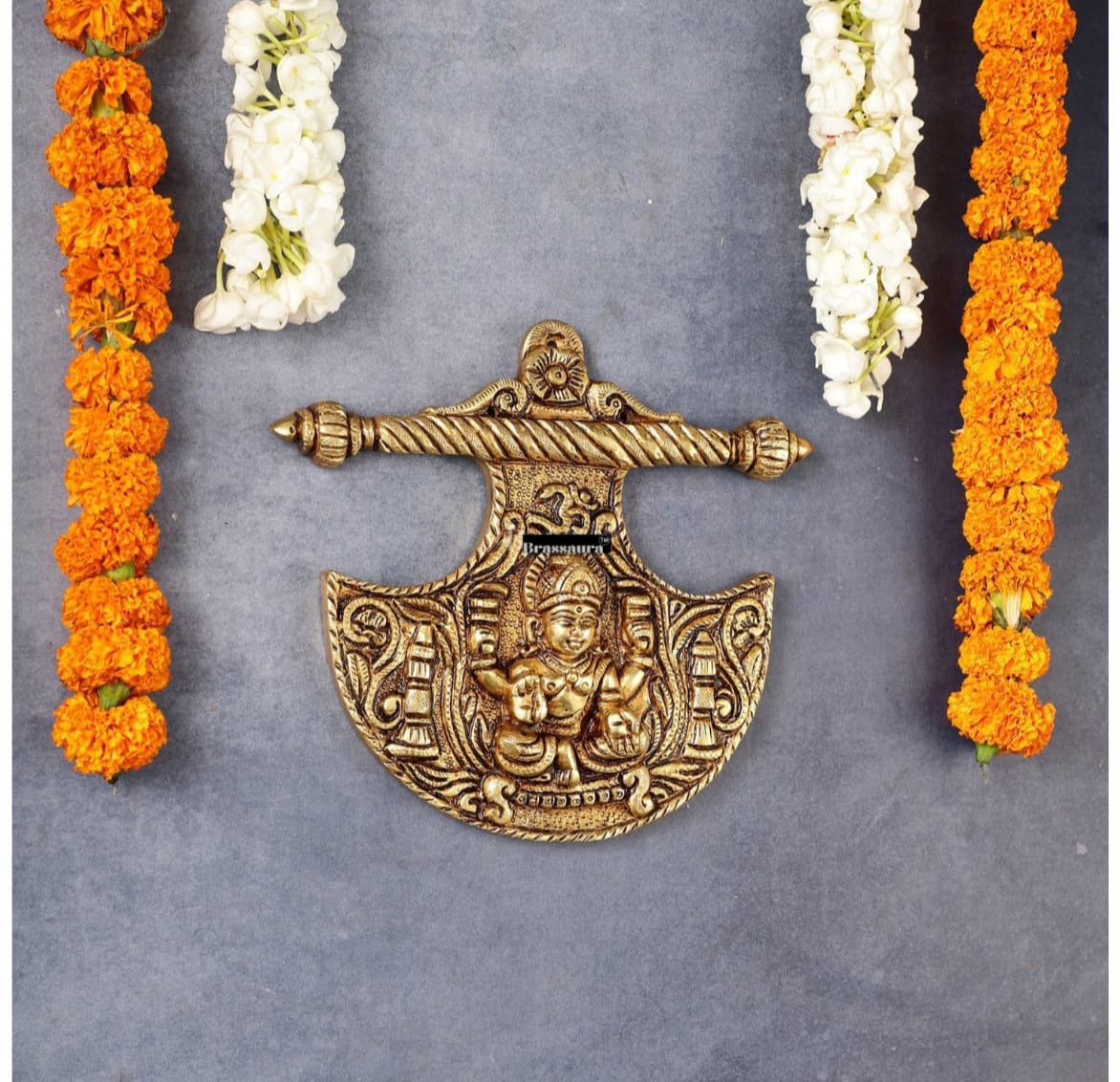 Brassaura™ Traditional Brass Goddess Lakshmi Wall Hanging – Height 8 Inches & Weight 3 Kgs