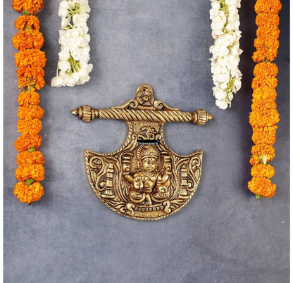 Brassaura™ Traditional Brass Goddess Lakshmi Wall Hanging – Height 8 Inches & Weight 3 Kgs