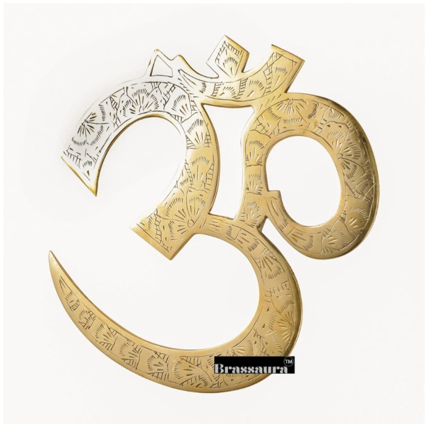 Brassaura™ Superfine Brass Om Wall Hanging – Height & Width 10 Inches & Weight 0.7 Kg