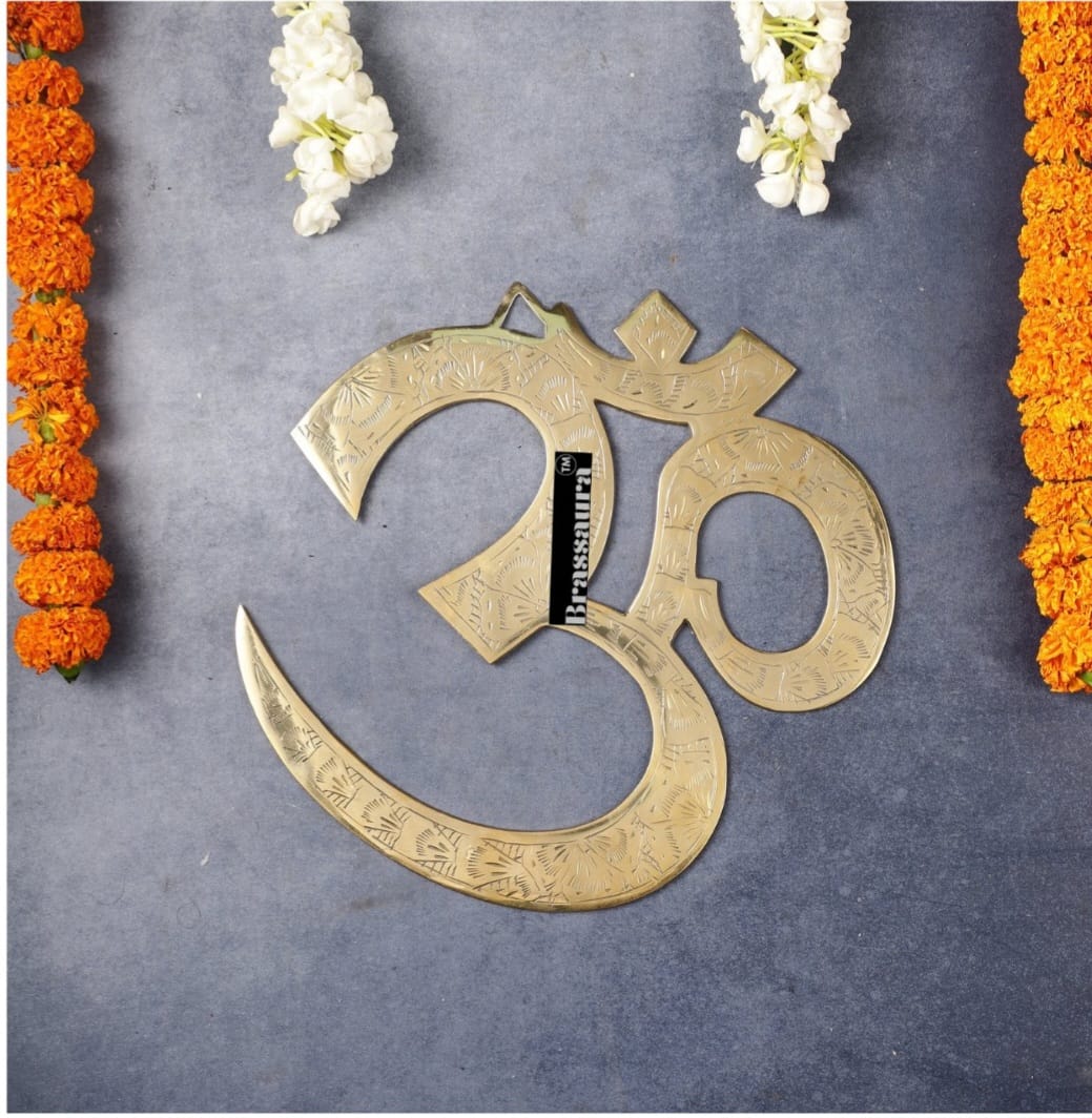 Brassaura™ Superfine Brass Om Wall Hanging – Height & Width 10 Inches & Weight 0.7 Kg