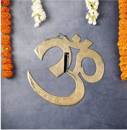 Brassaura™ Superfine Brass Om Wall Hanging – Height & Width 10 Inches & Weight 0.7 Kg