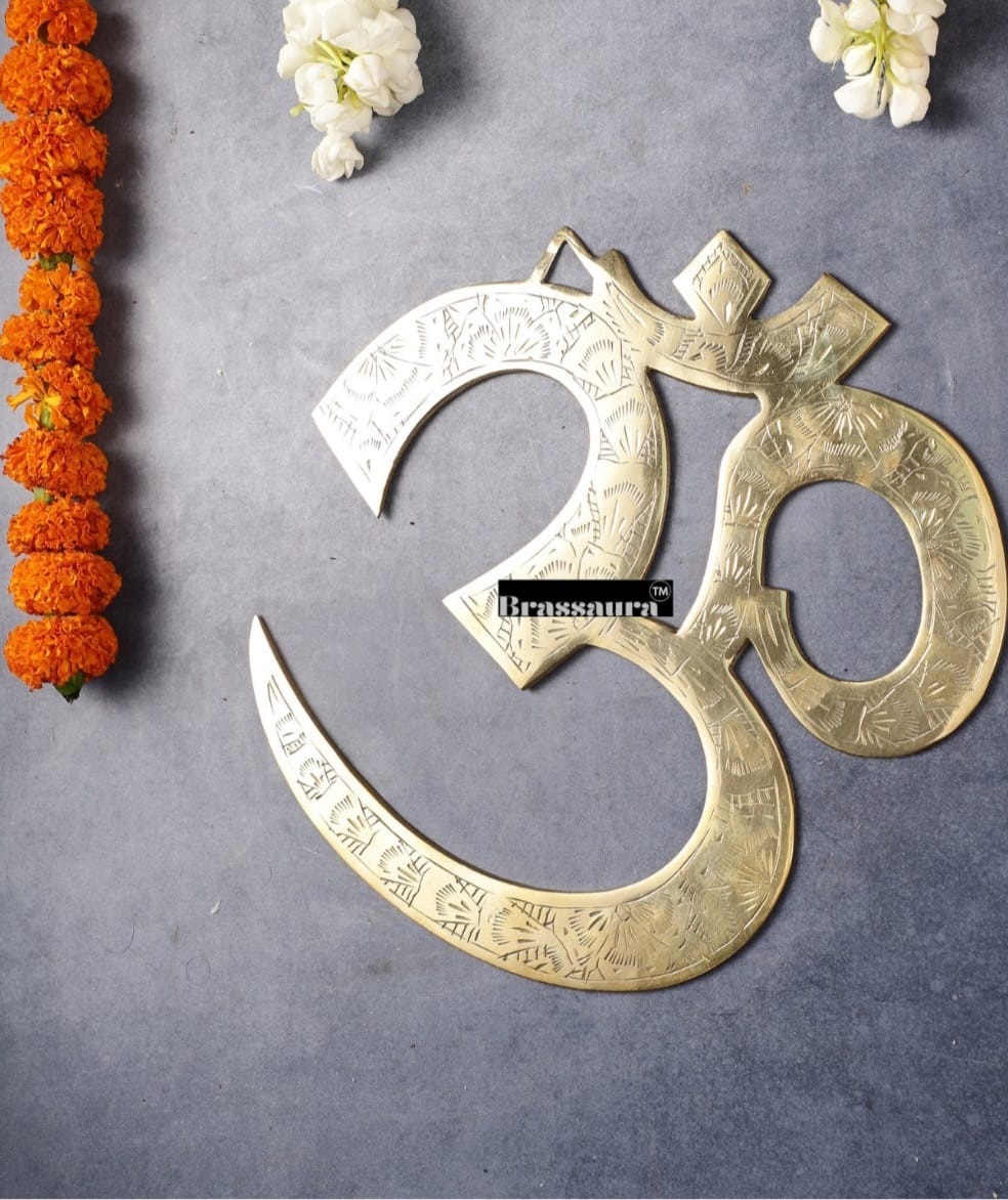 Brassaura™ Superfine Brass Om Wall Hanging – Height & Width 10 Inches & Weight 0.7 Kg