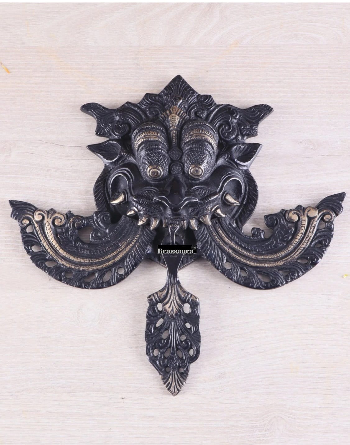 Brassaura™ Brass Kirtimukha Yali Wall Hanging – Height 11 Inches & Weight 1.6 Kgs