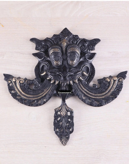 Brassaura™ Brass Kirtimukha Yali Wall Hanging – Height 11 Inches & Weight 1.6 Kgs